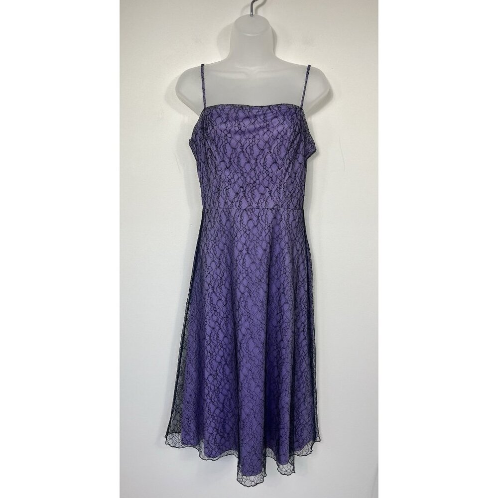 Delias Y2K 90s Purple Black Lace Overlay Midi Dress Vamp Whimsigoth Witchy